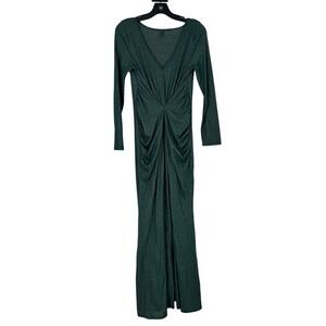 Lapis Womens Hunter Green Ruched Waist Stretch Sparkle Maxi Dress Size 8